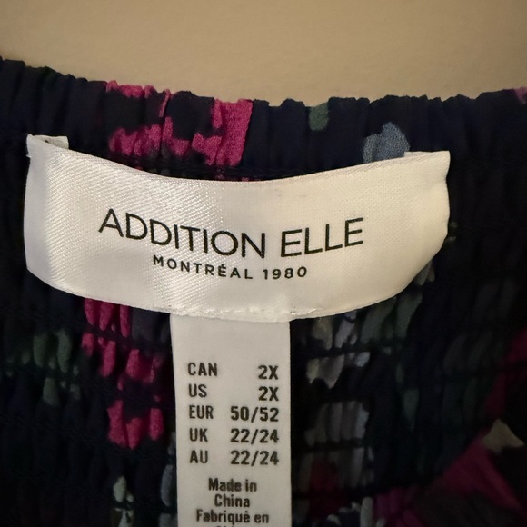 Addition Elle Navy and Pink Floral Long Sleeve Dress - Picture 4 of 6